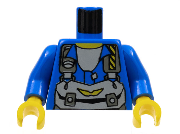 Lego Torso Rock Raiders Gray Straps and Pack Pattern (Jet) / Blue Arms / Yellow Hands