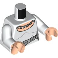 Lego Torso, Dress, Silver Belt, Necklace print, White Arms, Light Nougat Hands / White