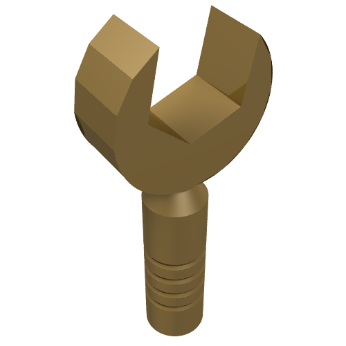 Lego Tool Wrench / Spanner Open End [3-Rib Handle] / Pearl Gold