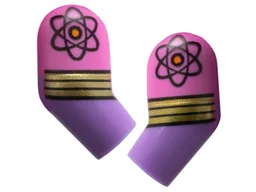 Arm, (Matching Left and Right) Pair with Molded Dark Pink Short Sleeves and Printed Atoms and Gold Stripes Pattern / Medium Lavender