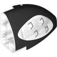 Technic Panel Round Corner 5 x 3 x 2 Left with Black headlight Print / Trans-Clear