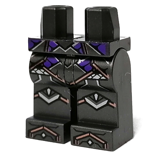 Lego Hips and Pearl Titanium Legs with Dark Purple Belt, Armour print / Pearl Titanium