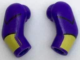 Arm, (Matching Left and Right) Pair with Black Stripes and Yellow Cuffs Pattern / Dark Purple
