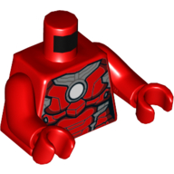 Lego Torso Armor with Siler Plates and White Circle (Arc Reactor) Print (Iron Man), Red Arms and Hands / Red