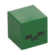 Minifig Head Special, Cube with Zombie Face Print / Green