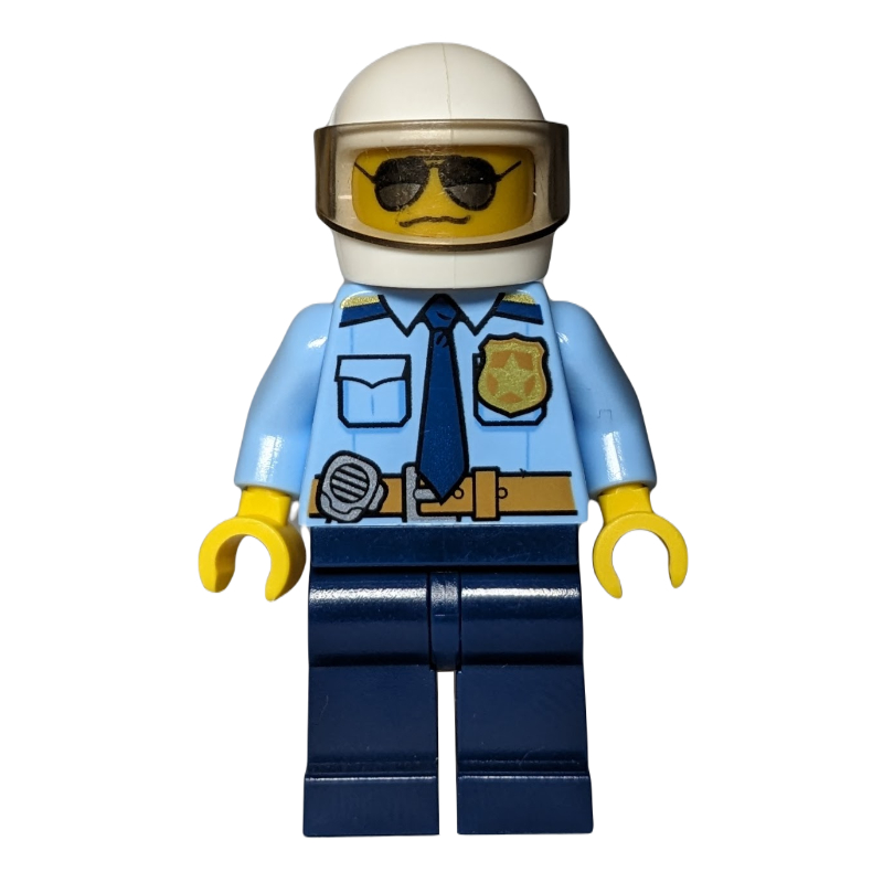Lego Police - Bright Light Blue Shirt, Dark Blue Legs, White Helmet