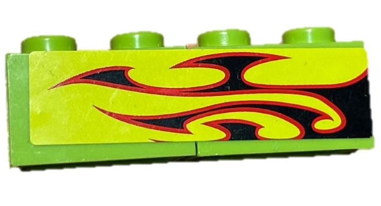 Lego Stickered Assembly 4 x 1 with Black and Dark Red Flames Pattern Model Right Side (Sticker) - Set 8681