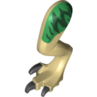 Lego Animal Body Part, Dinosaur, Baryonyx Leg, Left with Dark Green and Green Markings, Black Claws