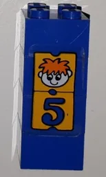 Stickered Assembly 2 x 2 x 4 with Boy and Number 5 Pattern (Sticker) - Set 3681