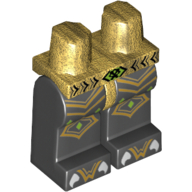 Lego Hips and Black Legs with Gold Scaled Armor, Lime Diamonds and White Claws Print / Pearl Gold