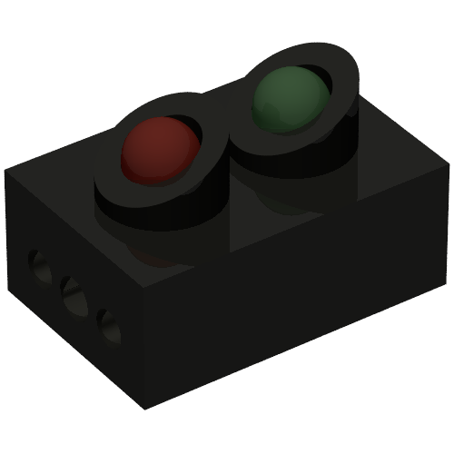 Lego Light Brick, Train 12V 2 x 3 Signal with Red and Green Lights / Black