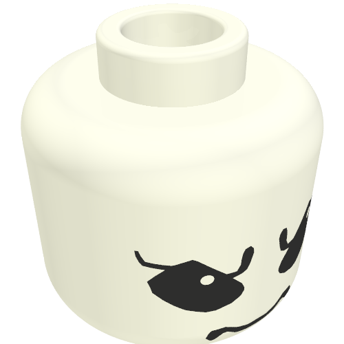 Lego Minifig Head Gasgano, Large Black Eyes, Eyebrows, Pupils Print [Blocked Open Stud] / White