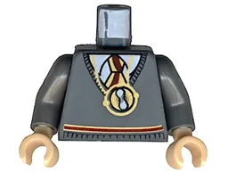 Torso Harry Potter Sweater and Tie Gryffindor Colors with Time Turner Necklace Pattern / Dark Bluish Gray Arms / Light Nougat Hands