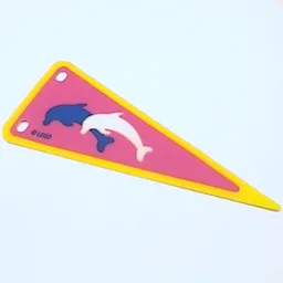 Flag Pennant with Blue and White Dolphins on Dark Pink Background Print / Yellow