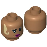 Minifig Head Seraphina Picquery, Eyebrows, Magenta Lips, White Locks of Hair Print [Hollow Stud] / Medium Nougat
