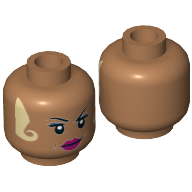 Lego Minifig Head Seraphina Picquery, Eyebrows, Magenta Lips, White Locks of Hair Print [Hollow Stud] / Medium Nougat