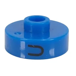 Pen Bead, Round Short, Flat Edge with 'U', '7', 'J' Print / Blue