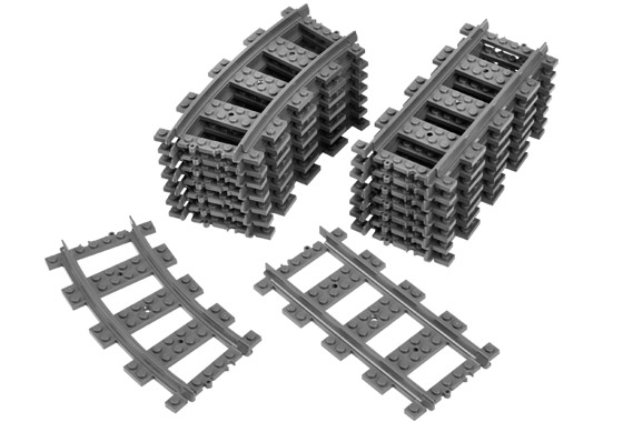 Lego Straight and Curved Rails for RC Trains