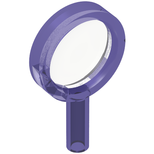 Lego Equipment Magnifying Glass with Thin Frame, Hollow Handle, Trans-Clear Lens / Trans-Purple