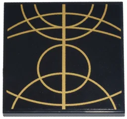 Tile 4 x 4 with Gold Concentric Circles Celestial Star Chart Pattern 2 (Sticker) - Set 75385