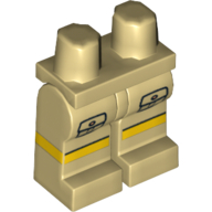 Lego Hips and Tan Legs with Cargo Pockets Front and Yellow Stripes with Black Line Print / Tan