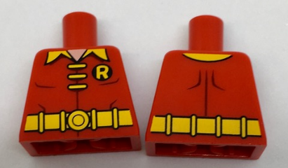 Lego Torso Batman 'R' Symbol, 3 Yellow Clasps and Collar and Belt Pattern