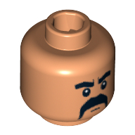 Lego Minifig Head Kazim, Fu Manchu Moustache, Thick Eyebrows Print [Blocked Open Stud] / Nougat