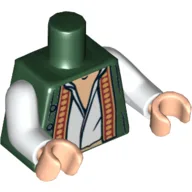 Torso, Vest with Dark Red and Gold Trim over White Shirt Print, White Arms, Light Nougat Hands / Dark Green