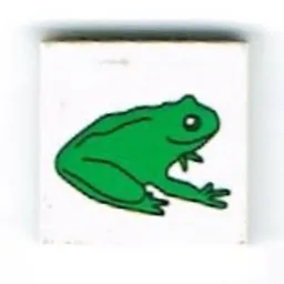 Tile 2 x 2 with Green Frog Print / White