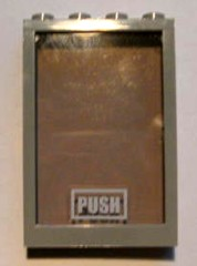 Lego Window 1 x 4 x 5 with Hollow Studs with Trans-Brown Glass with White 'PUSH' in Rectangle Pattern (Sticker) - Set 4513