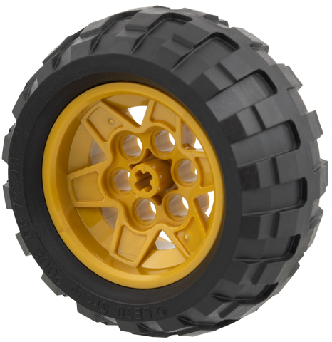 Lego Wheel 43.2mm D. x 26mm Technic Racing Small, 6 Pin Holes with Black Tire 68.7 x 34 R (56908 / 61480)
