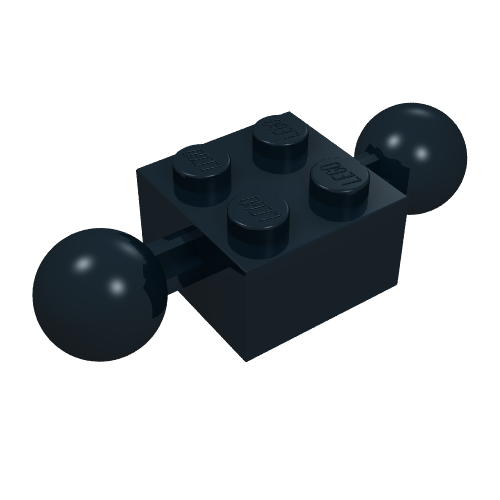 Lego Technic Brick Special 2 x 2 with 10.2mm Balls [Center Mold Indention] / Black