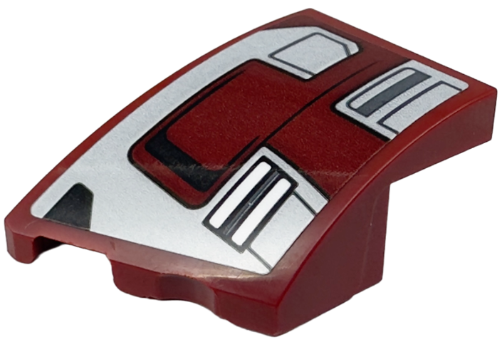 Lego Wedge 3 x 2 Left No Studs with Silver Armor Plates and Black Lines Pattern (Sticker) - Set 76247
