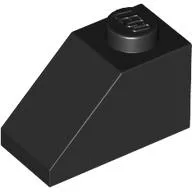 Brick Sloped 45° 2 x 1 with Bottom Pin / Black