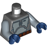 Lego Torso Armor Plates Metallic Silver Print, Sand Blue Arms, Dark Blue Hands / Dark Bluish Gray