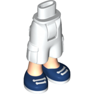 Lego Minidoll Hips and Cargo Pants with Light Nougat Legs and Dark Blue Sneakers Print / White