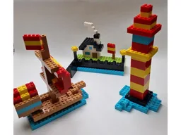 Basic sailing ship, harbor and lighthouse