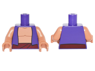 Lego Torso Vest over Nougat Bare Chest with Dark Red Belt Front and Back Pattern / Nougat Arms / Nougat Hands