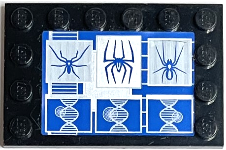Lego Tile, Modified 4 x 6 with Studs on Edges with Spider Pattern (Sticker) - Set 4851