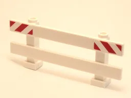 Fence 1 x 8 x 2 2/3 with Red and White Danger Stripes Pattern on Ends (Stickers) - Set 4204