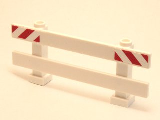 Lego Fence 1 x 8 x 2 2/3 with Red and White Danger Stripes Pattern on Ends (Stickers) - Set 4204