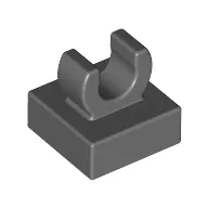 Tile Special 1 x 1 with Clip with Rounded Edges / Dark Bluish Gray