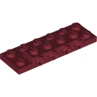 Plate Special 2 x 6 x 2/3 with 4 Studs on Side, 1 Support Wall on Bottom / Dark Red