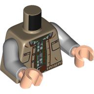 Lego Torso Vest, Reddish Brown/Grey Shirt, Dark Green Plaid, Belt print, Light Bluish Gray Arms, Light Nougat Hands / Dark Tan