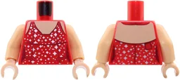 Torso Female Halter Top with Silver Sparkles, Medium Tan Neck Pattern / Medium Tan Arms / Medium Tan Hands / Red