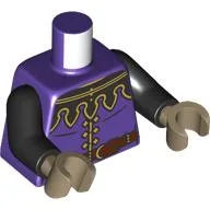 Torso, Coat, Black Collar, Reddish Brown Belt, Gold Trim, Buttons Print, Black Arms, Dark Tan Hands