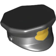 Hat, Police with Gold Badge Print / Black