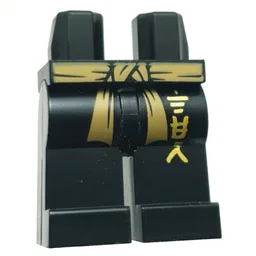 Hips and Black Legs with Dark Tan Sash, Gold Asian Symbols Print / Black