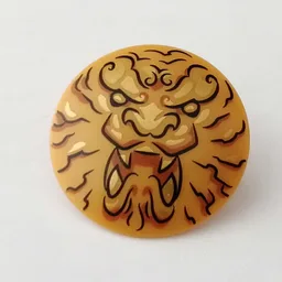 Shield Round Bowed with Black and Gold Dragon Drawing Print