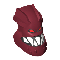 Lego Minifig Head Special, Piraka Hakann with Eyes and Teeth Print / Dark Red
